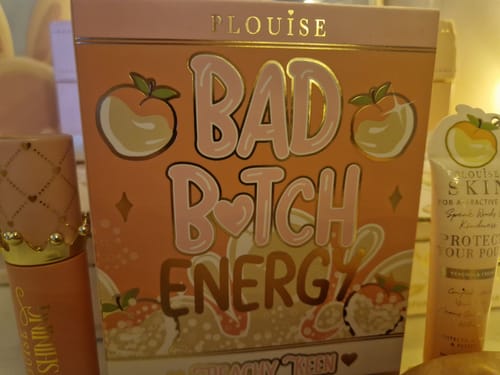 Customer's Bad Bitch Energy Lip Duo set, showing the peach-themed box and two lip products.