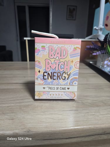 Customer's Bad Bitch Energy Lip Duo, showing its cute pink packaging designed like a juice carton.