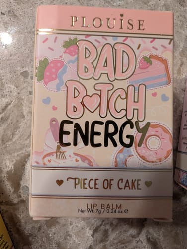 Customer's photo of the 'Piece of Cake' lip balm box from the Bad Bitch Energy Lip Duo.