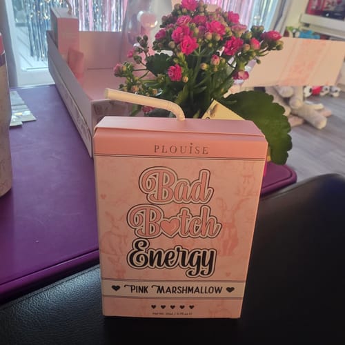 Customer's box for the Bad Bitch Energy Lip Duo, styled like a pink juice carton.